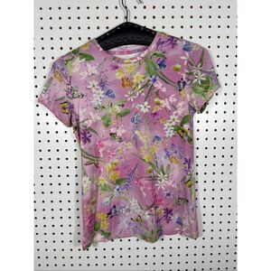 L'Agence Ressi Short-Sleeve Botanical Butterfly Tee size XS